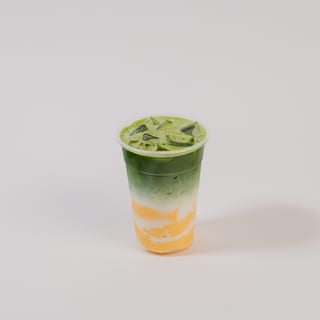 Egg Pudding Matcha Latte